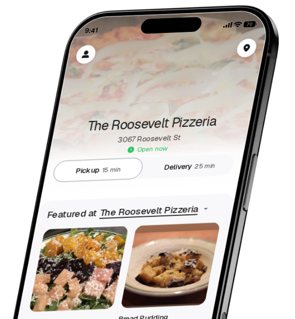 The Roosevelt Pizzeria app preview
