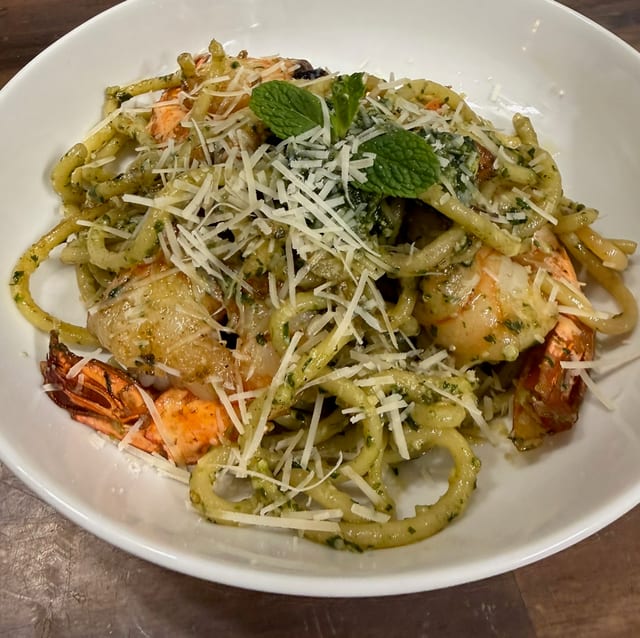 Spaghetti, Shrimp & Scallops.